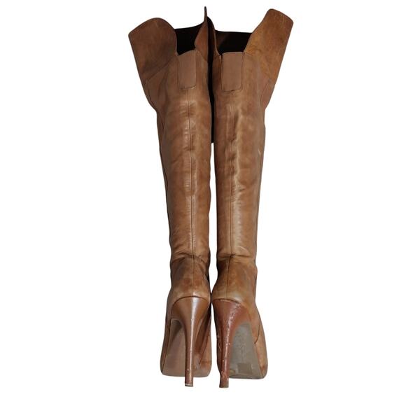 JESSICA SIMPSON! FAWN BEIGE/BROWN GENUINE LEATHER OVER THE KNEE BOOTS! SZ 9M - Picture 8 of 12